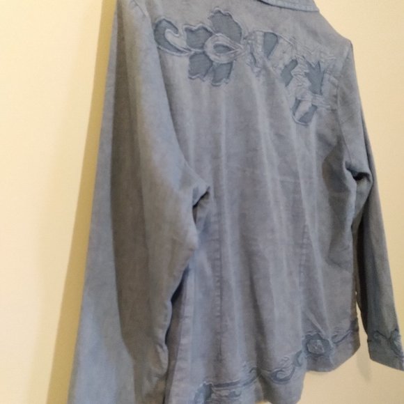 Parsley & Sage Cotton Jacket. Indigo Blue with Floral Cut Out Design - Picture 5 of 9